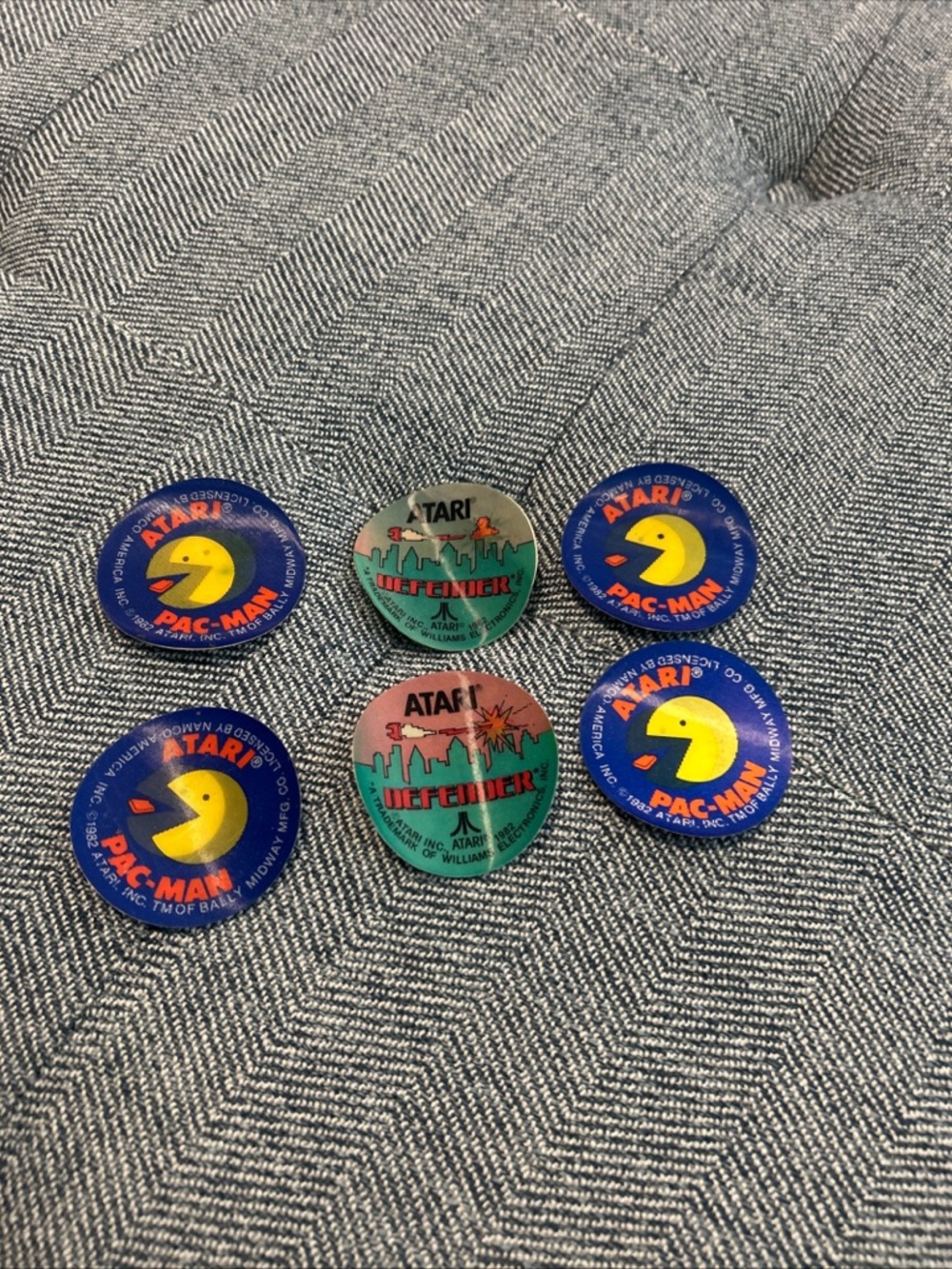 6 Vintage Atari Defender/Pacman Stickers (backing doesn’t have sticky residue)